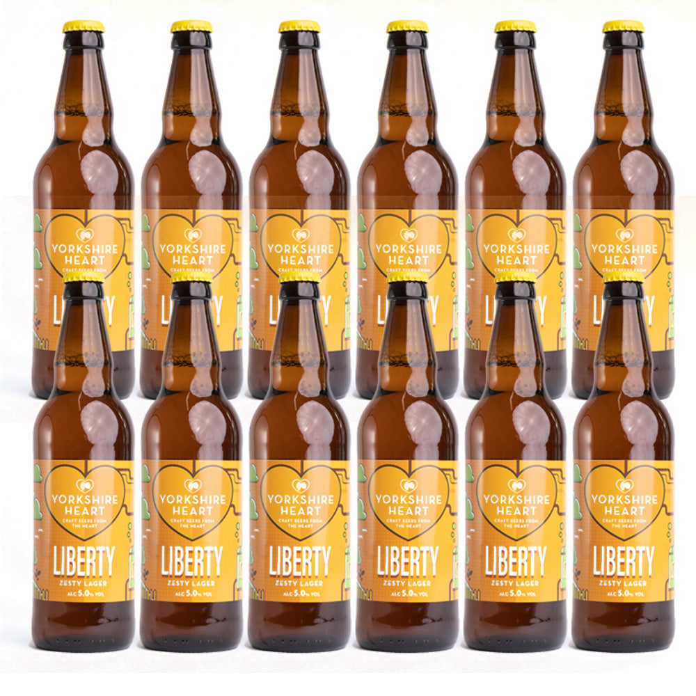 British craft lager - next day delivery - yorkshire heart liberty lager case of 12 bottles