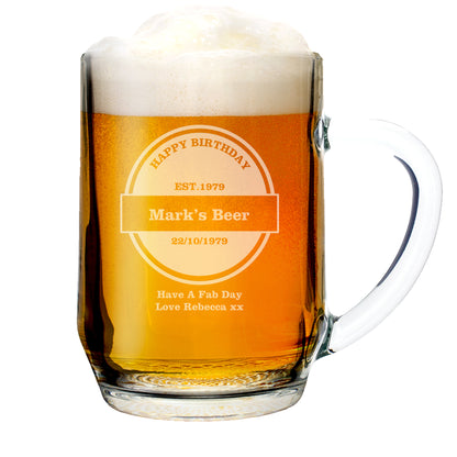 Personalised Established Beer Label Tankard